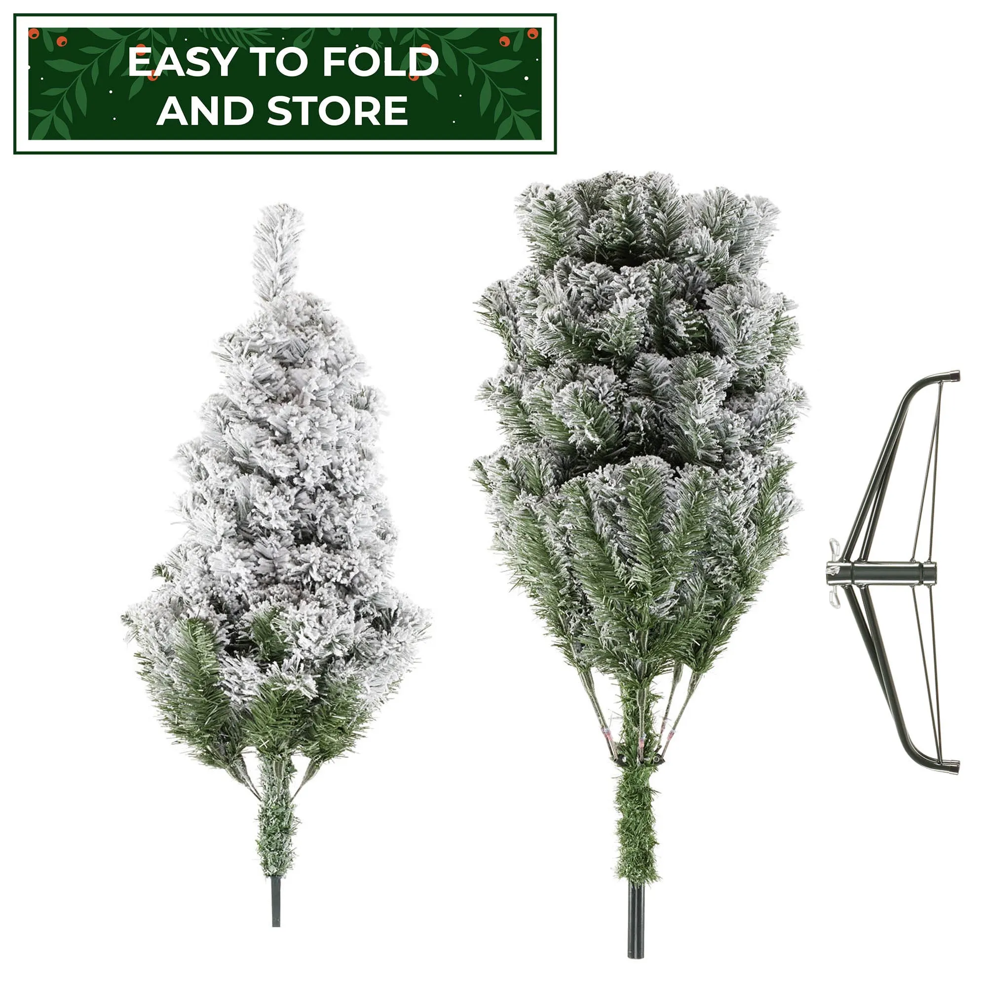 Artificial Flocked Christmas Tree, Snow-Flocked Pine with Stand