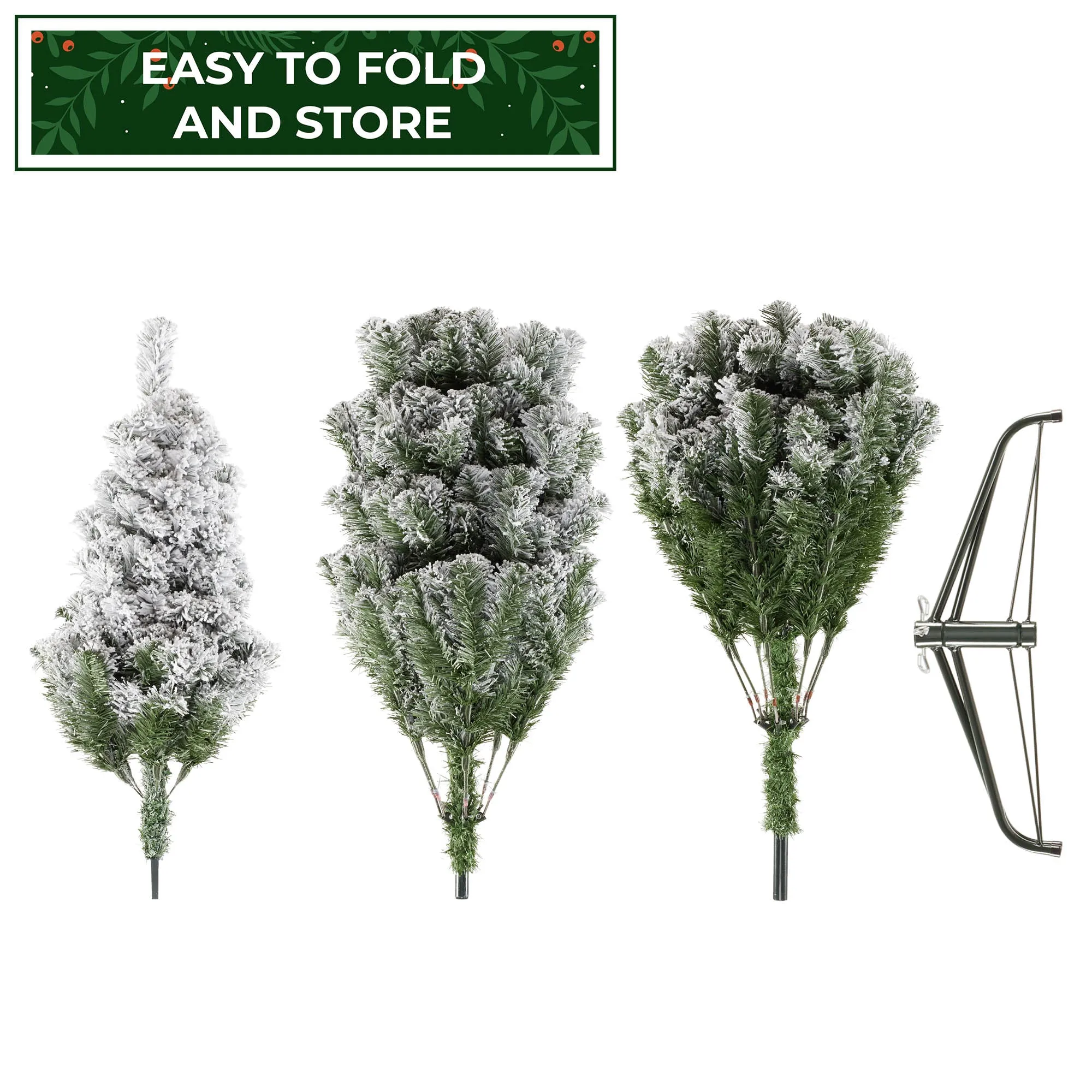 Artificial Flocked Christmas Tree, Snow-Flocked Pine with Stand