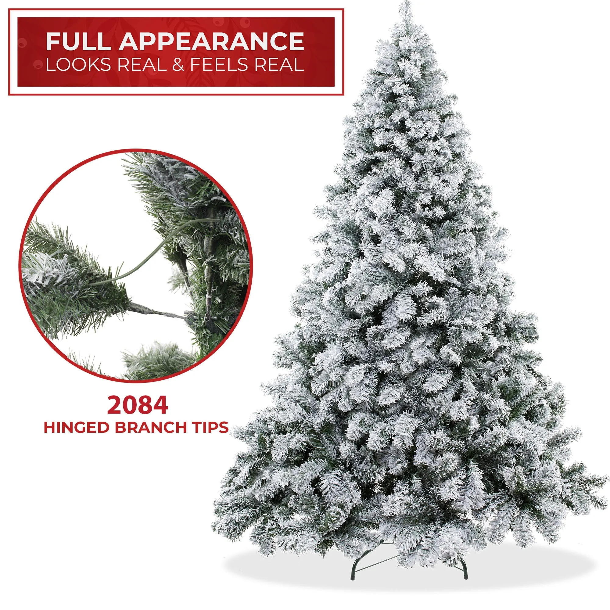Artificial Flocked Christmas Tree, Snow-Flocked Pine with Stand