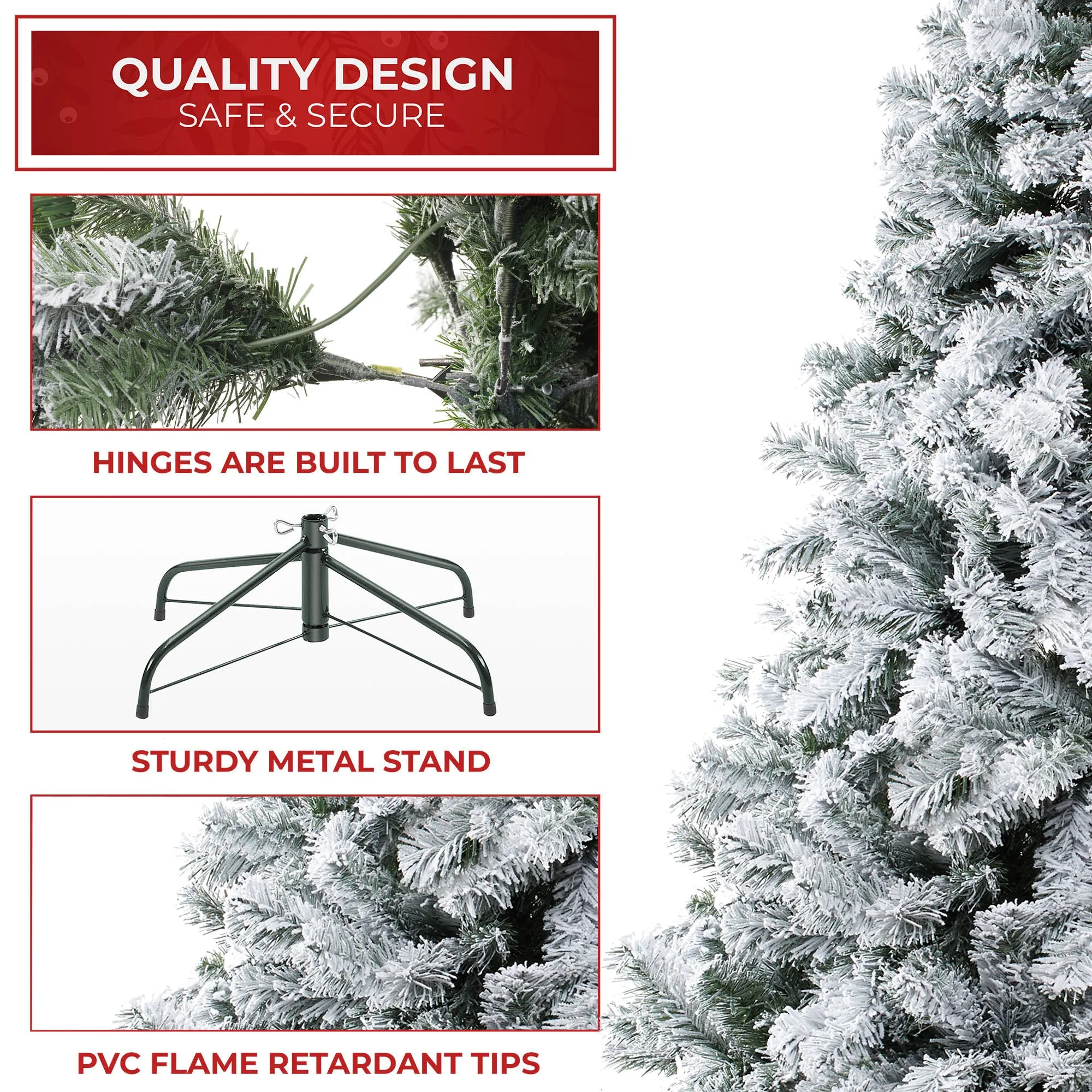 Artificial Flocked Christmas Tree, Snow-Flocked Pine with Stand
