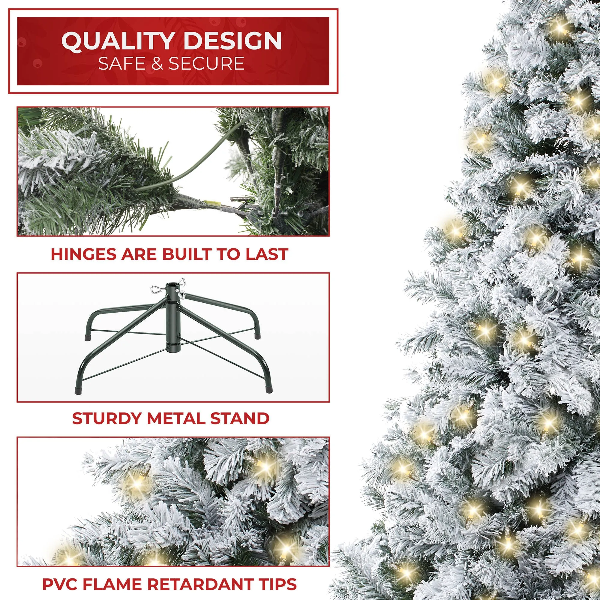 Artificial Flocked Christmas Tree, Snow-Flocked Pine with Stand