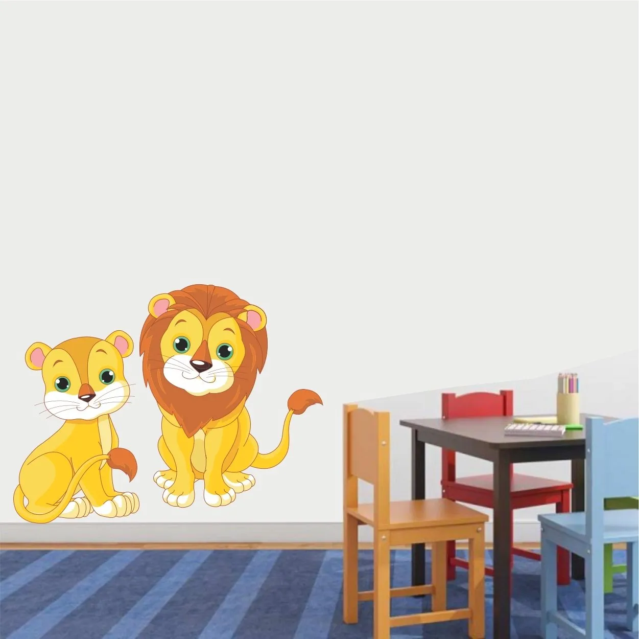 Asmi Collections Wall Stickers Cute Lion and Cub