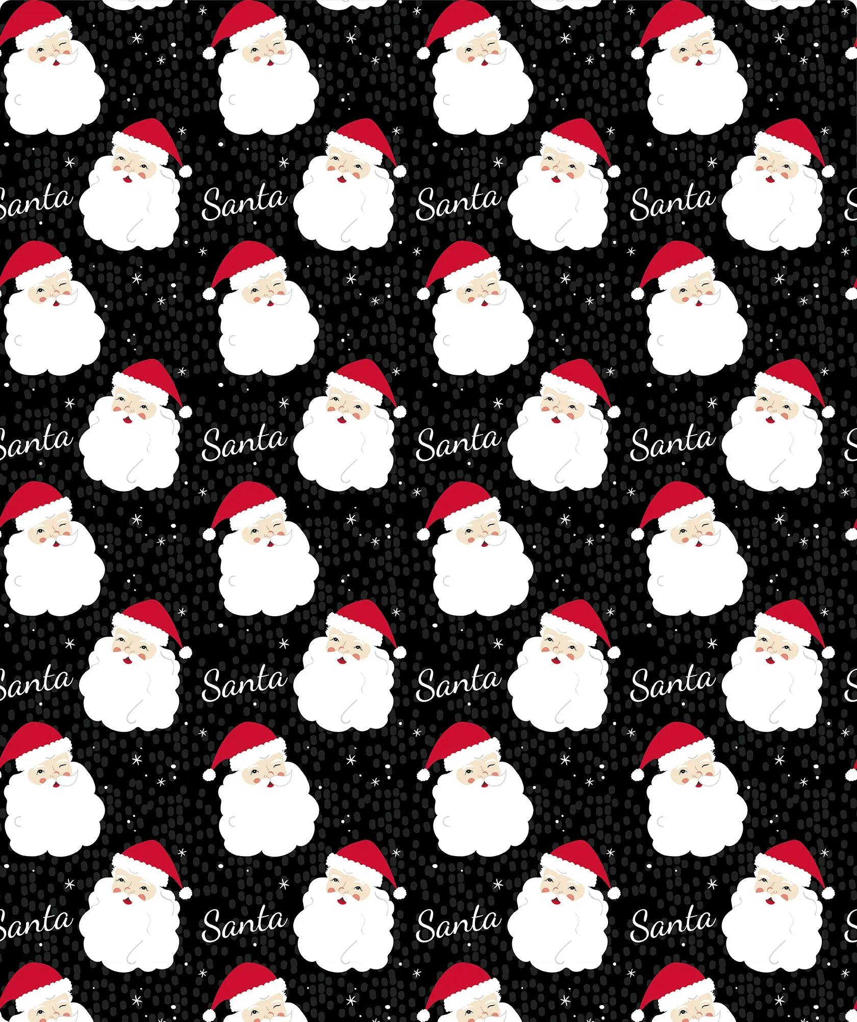 Black Winking Santa Foil Christmas Wrapping Paper Roll