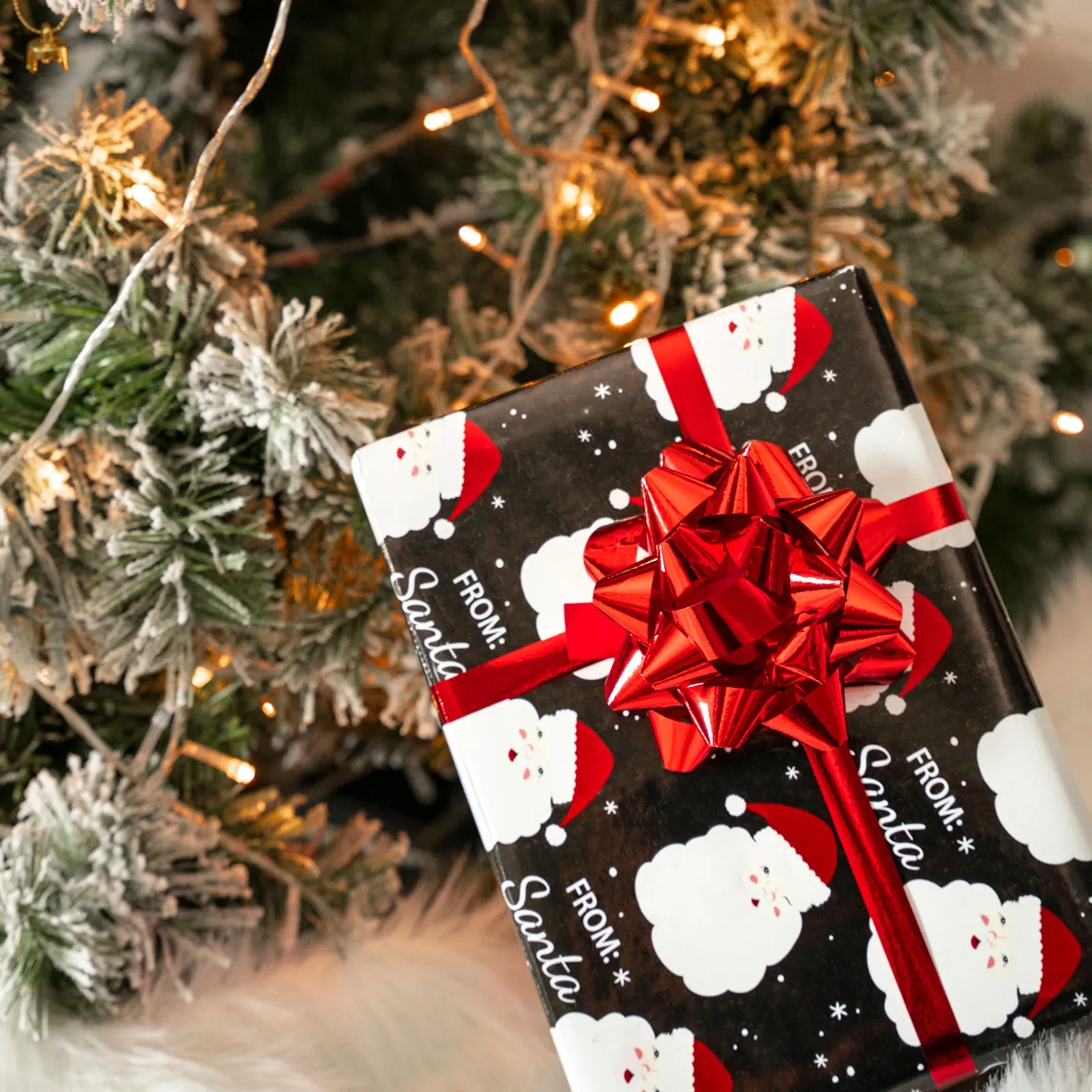 Black Winking Santa Foil Christmas Wrapping Paper Roll