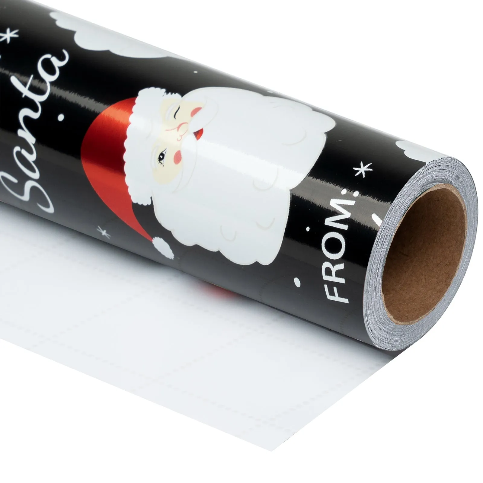 Black Winking Santa Foil Christmas Wrapping Paper Roll