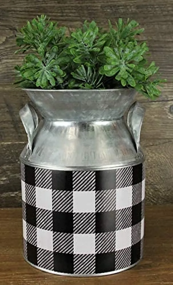 Buffalo Plaid Metallic Milk Jug - 5" Diameter, 7" Tall