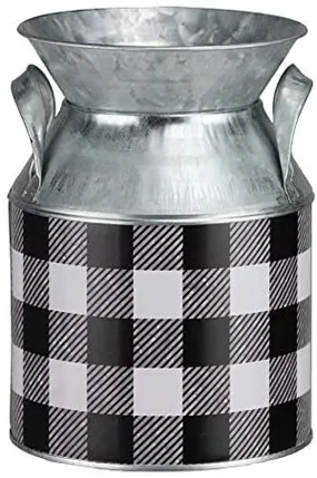 Buffalo Plaid Metallic Milk Jug - 5" Diameter, 7" Tall