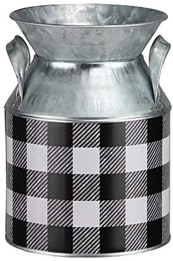 Buffalo Plaid Metallic Milk Jug - 5" Diameter, 7" Tall