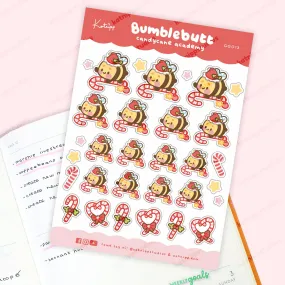 Bumblebutt Candy Cane Sticker Sheet & Envelope Seals | Festive Holiday Collection | GG013