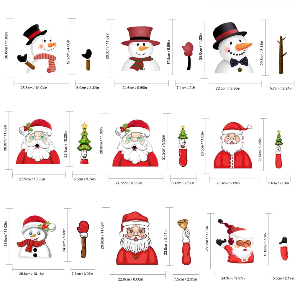 Car Stickers Cartoon Santa Claus Snowman & Elk Christmas Festive Car Rear Windshield Window Waving Wiper Stickers