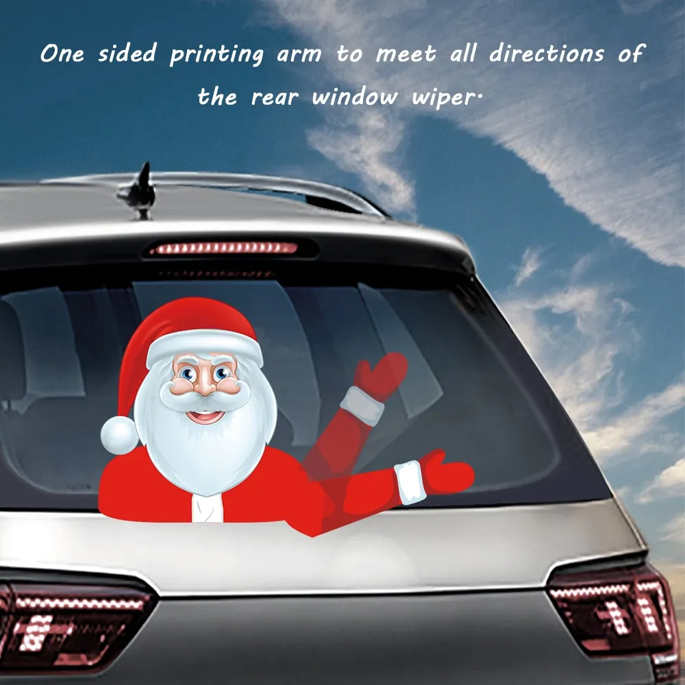 Car Stickers Cartoon Santa Claus Snowman & Elk Christmas Festive Car Rear Windshield Window Waving Wiper Stickers