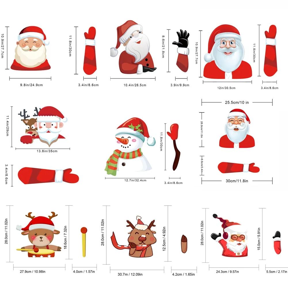 Car Stickers Cartoon Santa Claus Snowman & Elk Christmas Festive Car Rear Windshield Window Waving Wiper Stickers