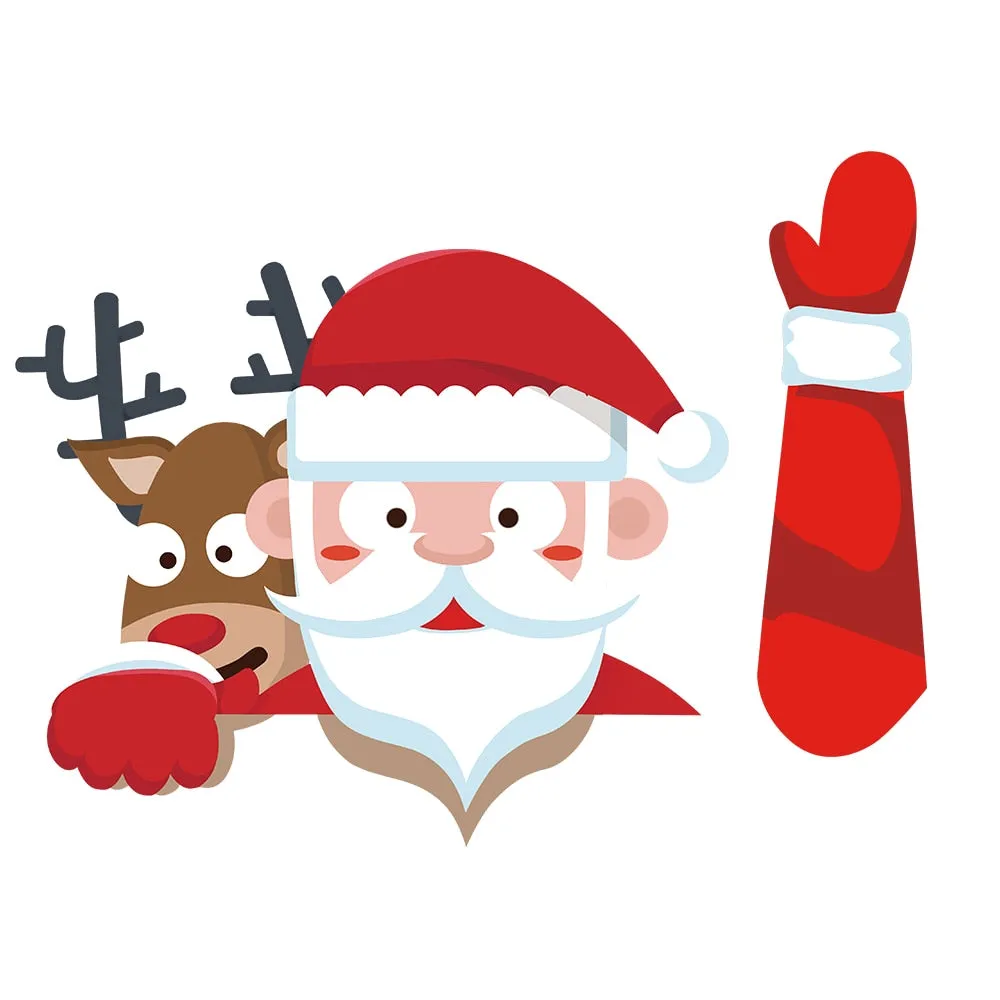 Car Stickers Cartoon Santa Claus Snowman & Elk Christmas Festive Car Rear Windshield Window Waving Wiper Stickers