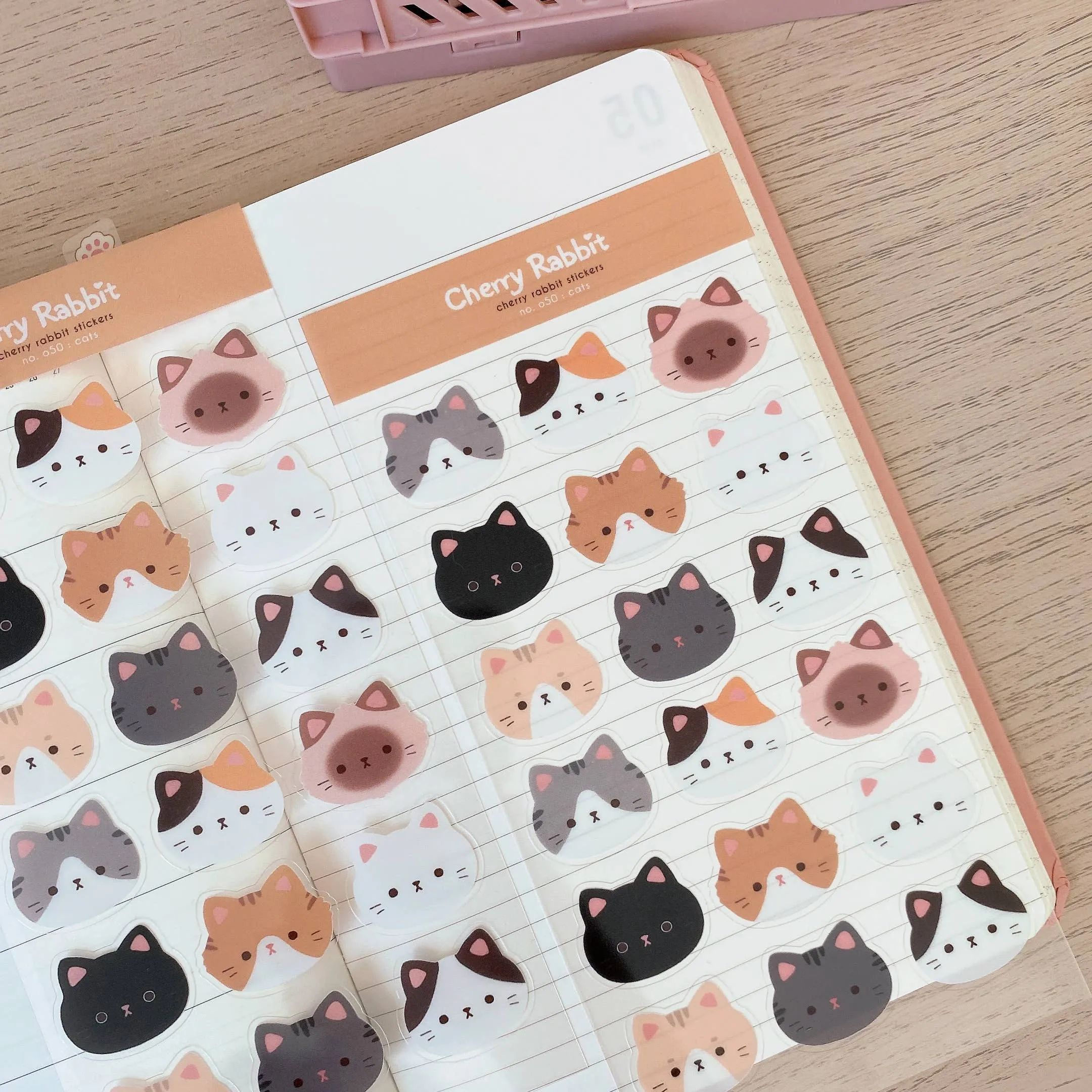Cat Face Clear Stickers by Cherry Rabbit