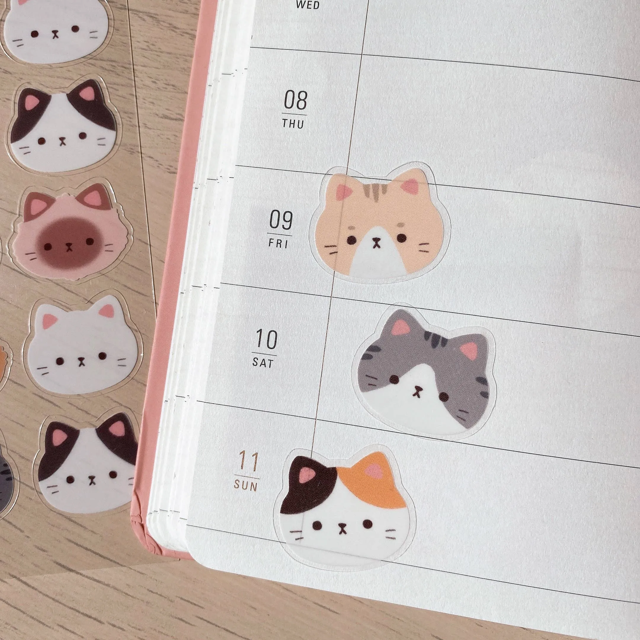 Cat Face Clear Stickers by Cherry Rabbit