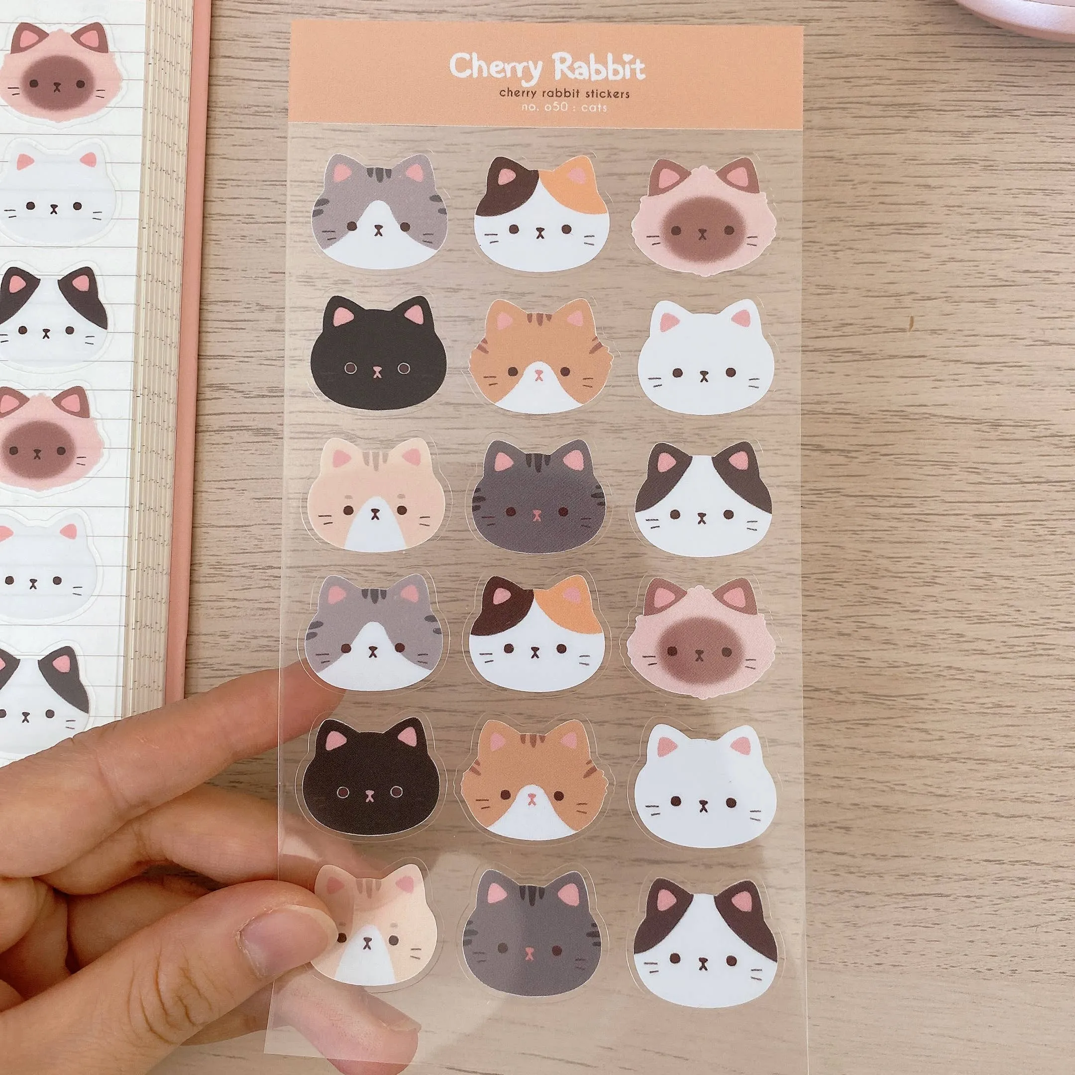 Cat Face Clear Stickers by Cherry Rabbit