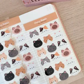 Cat Face Clear Stickers by Cherry Rabbit