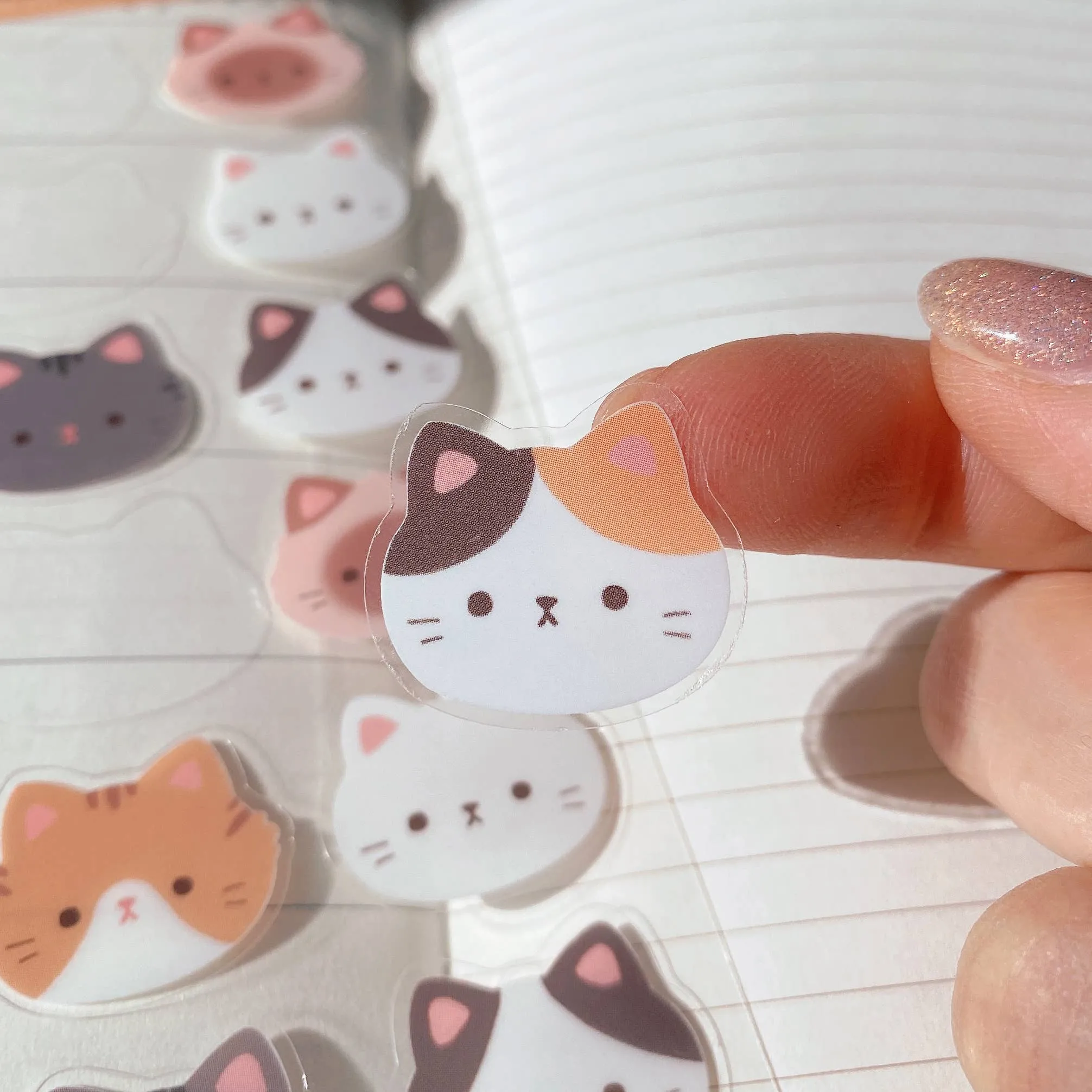 Cat Face Clear Stickers by Cherry Rabbit