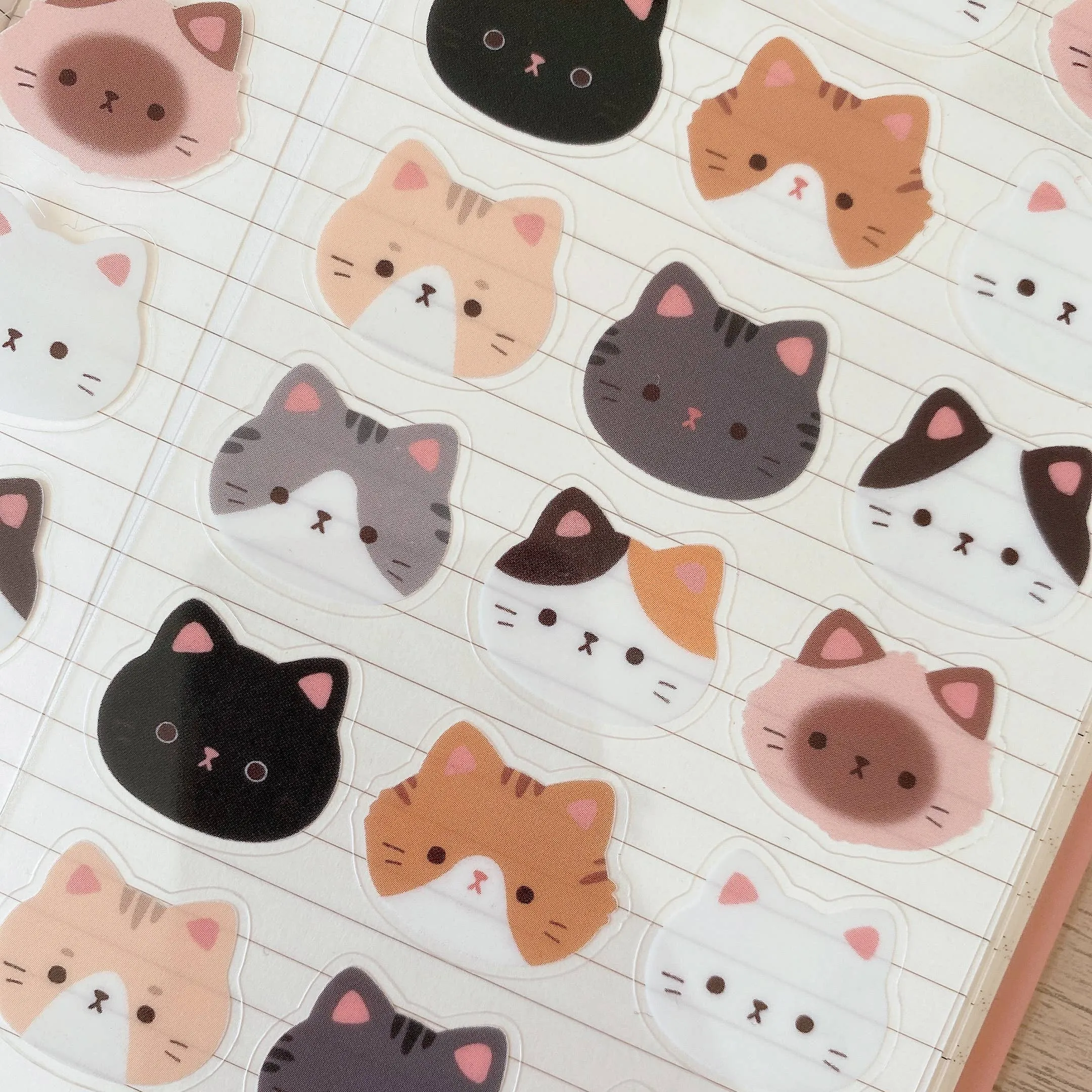Cat Face Clear Stickers by Cherry Rabbit