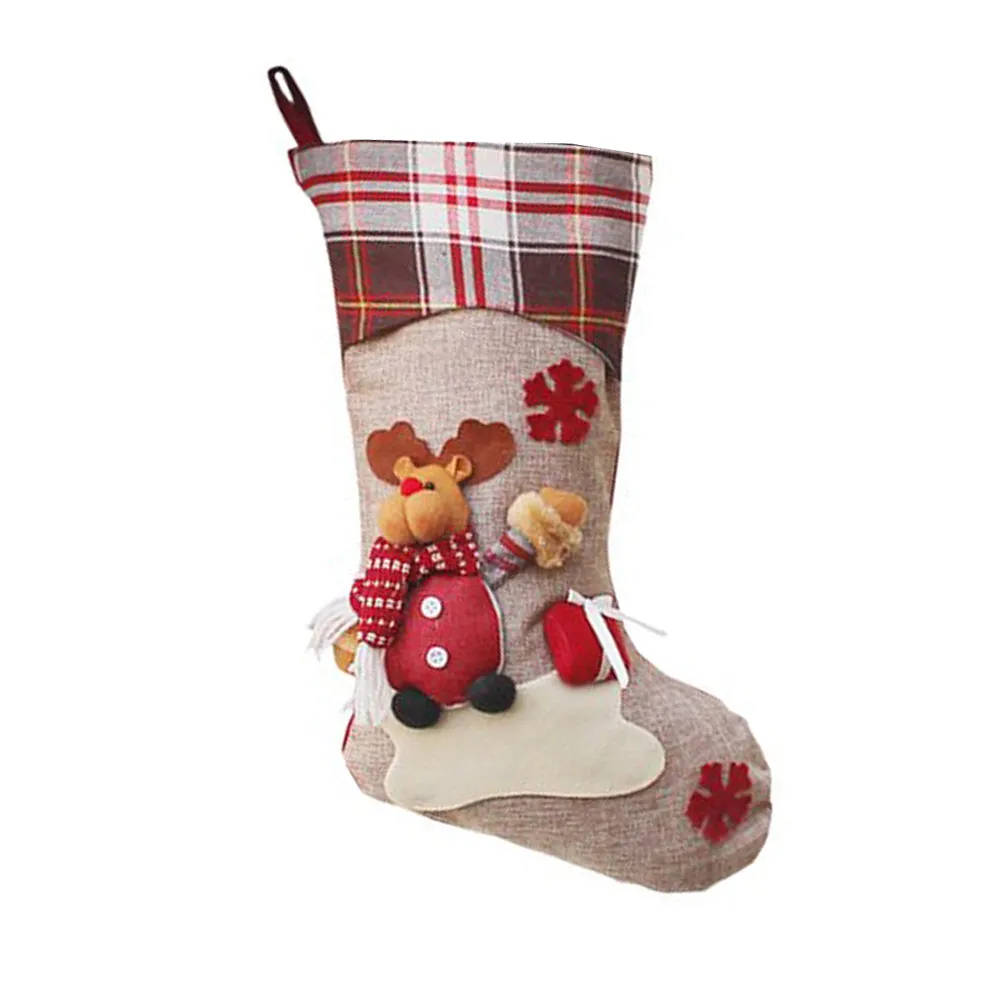 Checks Style Rudolf and Gift Stocking