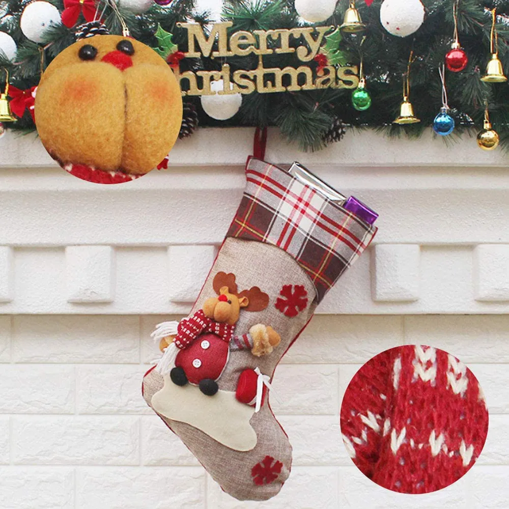 Checks Style Rudolf and Gift Stocking