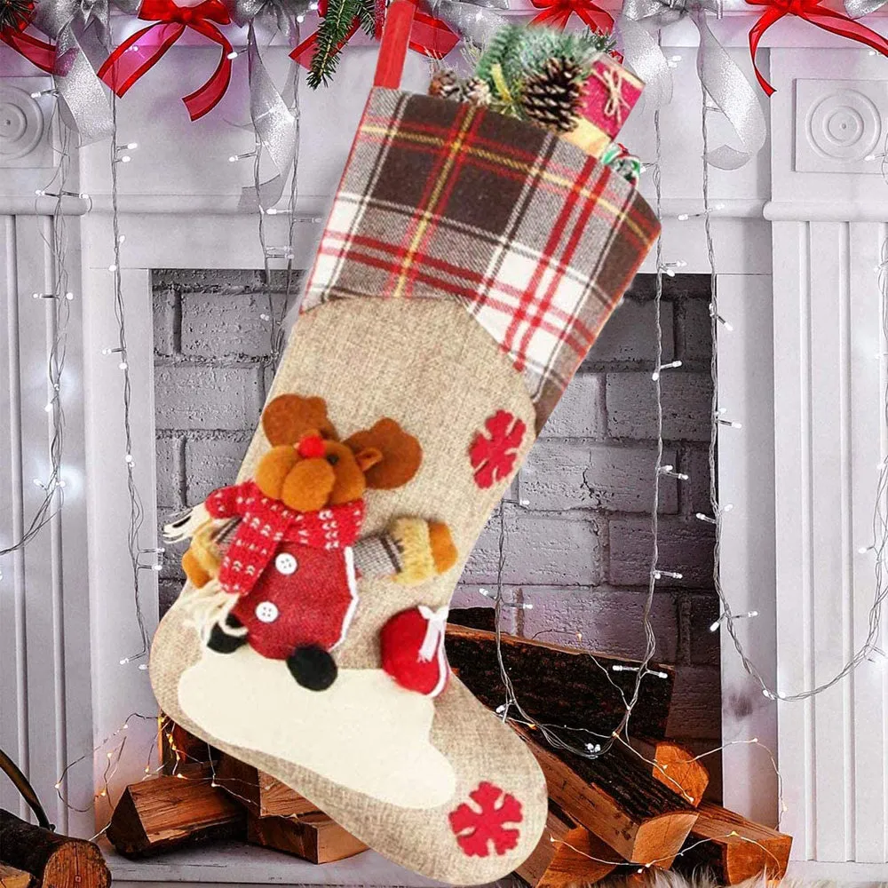 Checks Style Rudolf and Gift Stocking