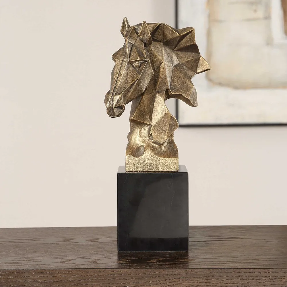 CHISELED HORSE BUST, SCULPTURE