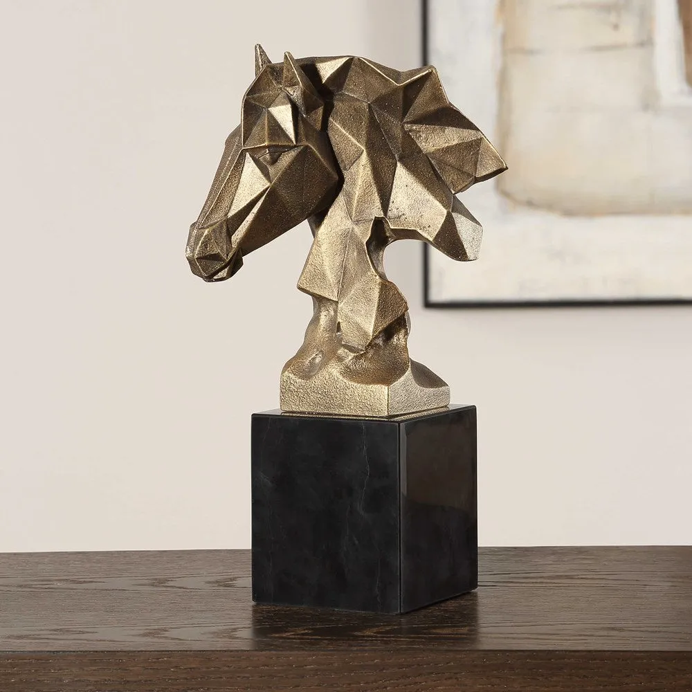 CHISELED HORSE BUST, SCULPTURE