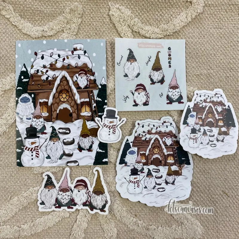 Christmas Cottage Art Print Bundle Set of 6