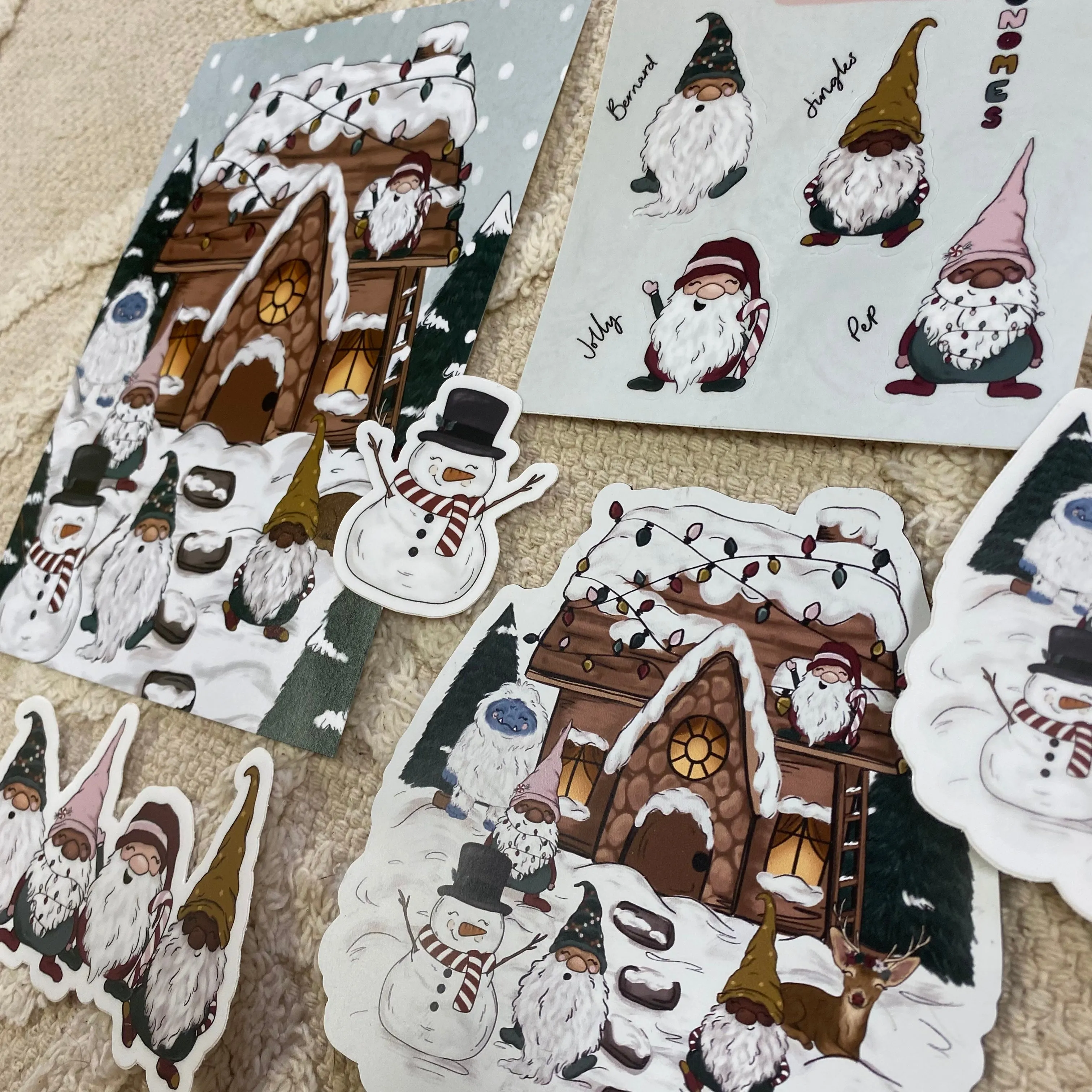 Christmas Cottage Art Print Bundle Set of 6