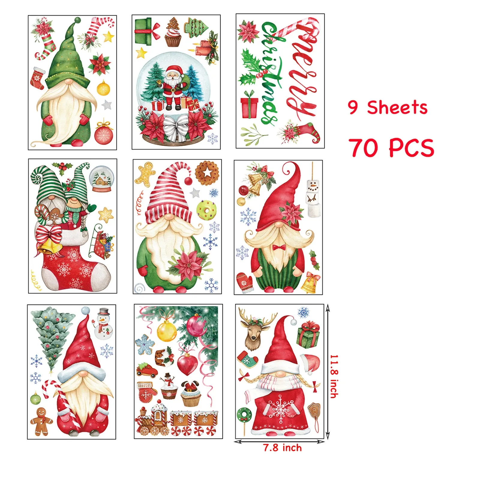 Christmas Electrostatic Window Stickers - Snowflake, Elk & Christmas Tree Designs