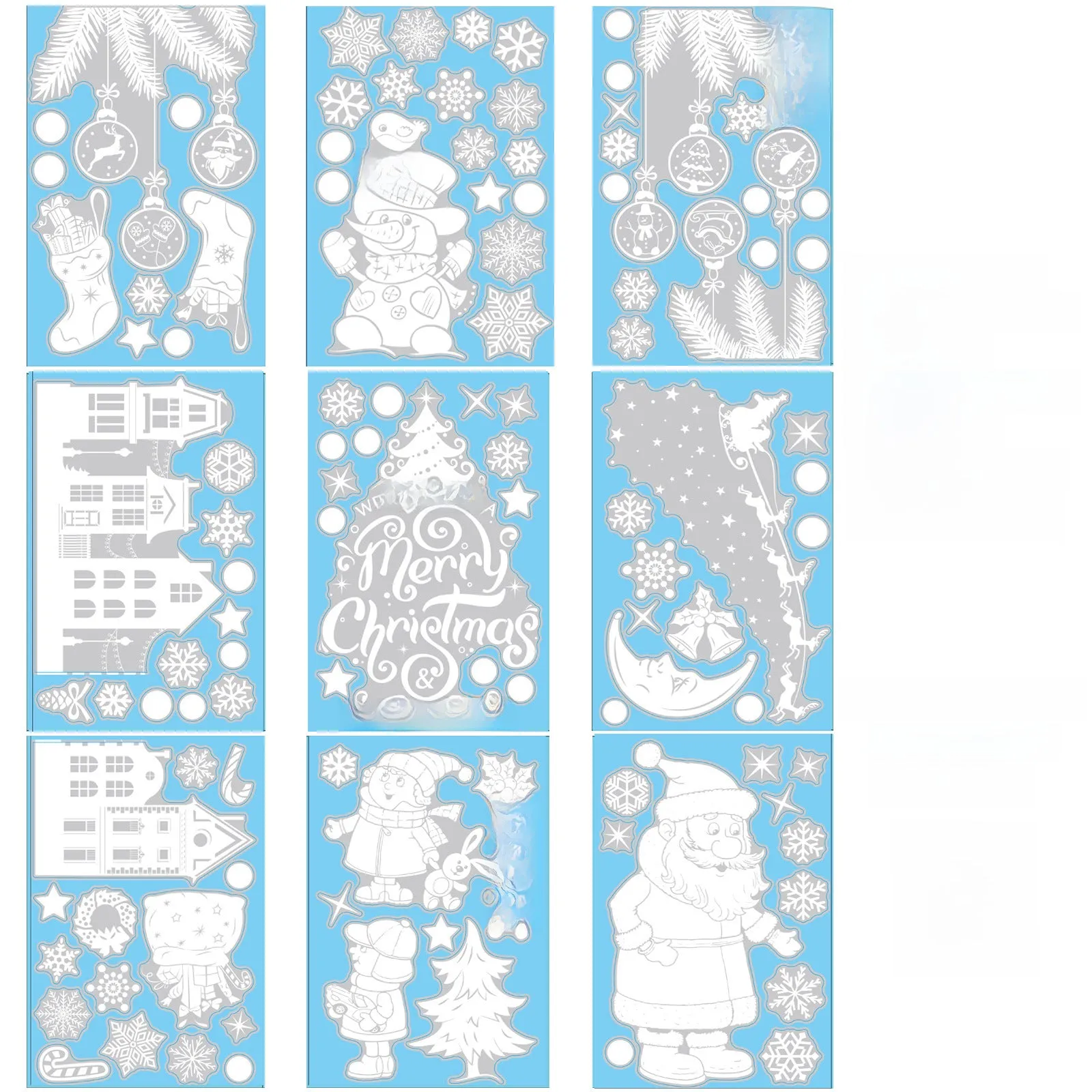 Christmas Electrostatic Window Stickers - Snowflake, Elk & Christmas Tree Designs