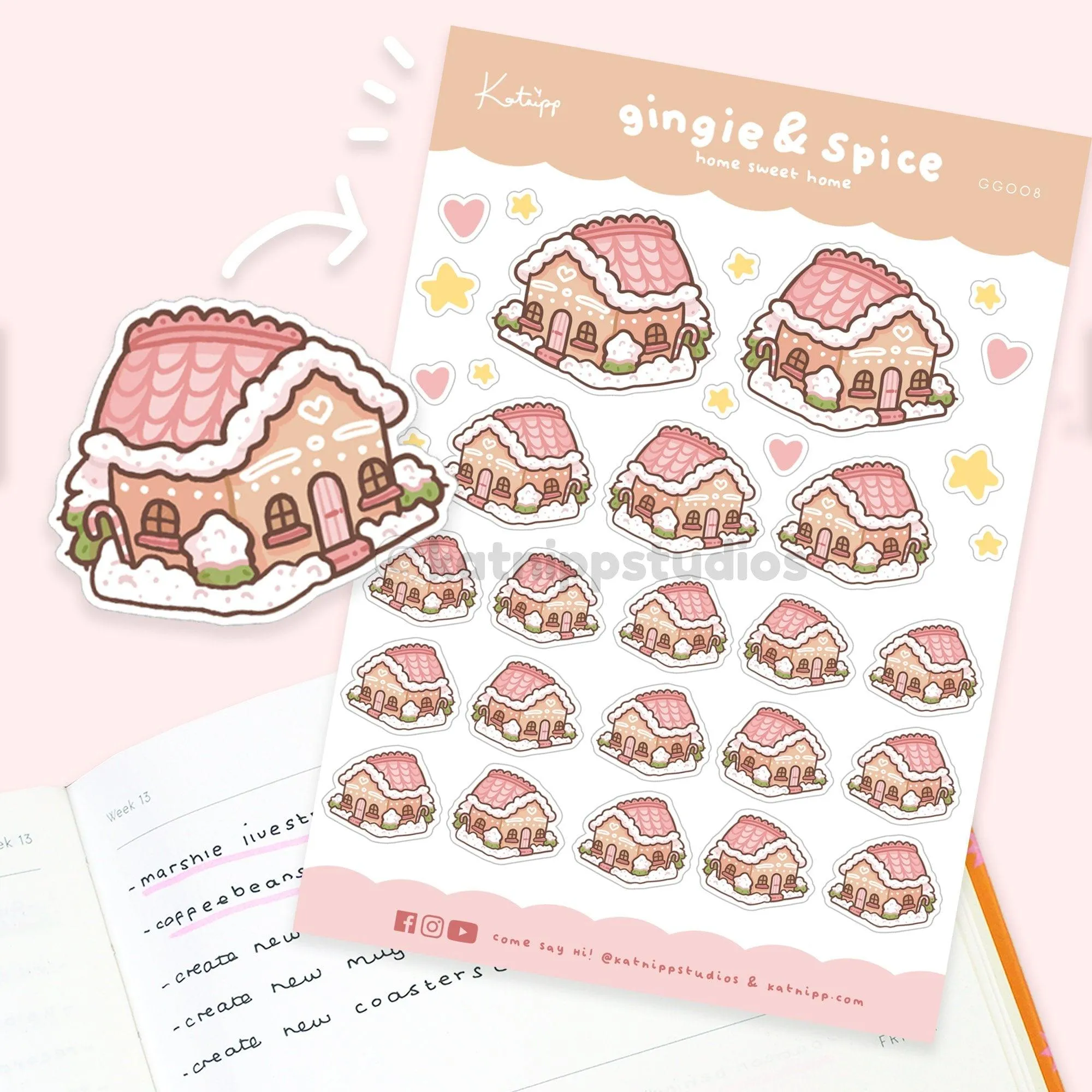 Christmas Gingerbread House Stickers | Festive Planner Stickers | GG 011