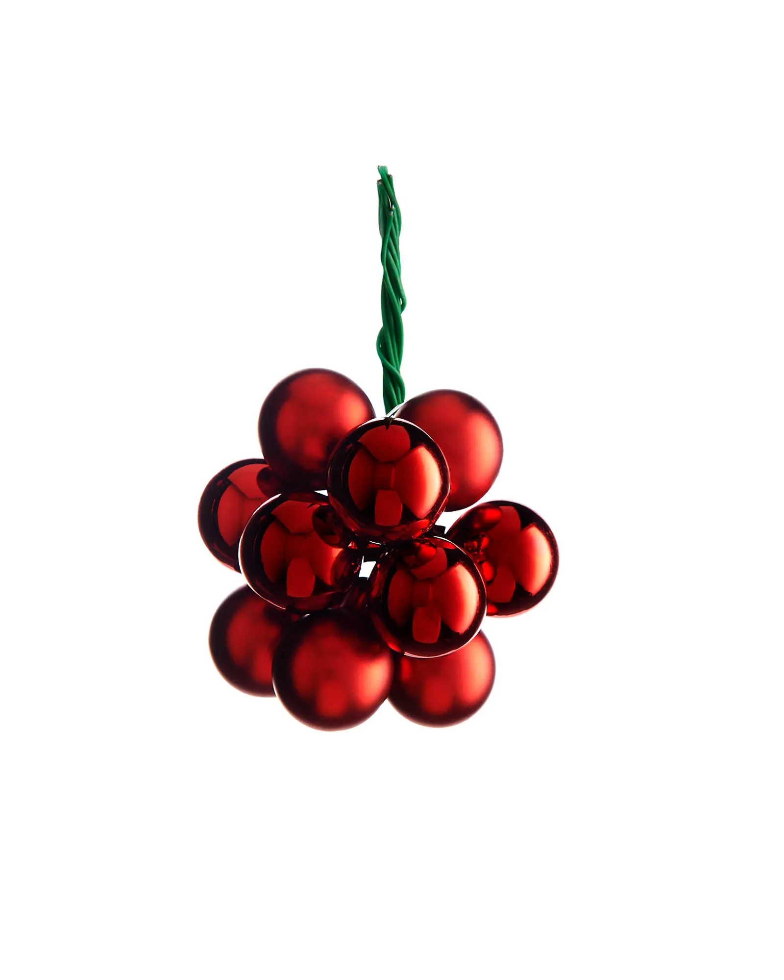 Christmas Red Glass Berry Cluster Baubles, 10 Pack