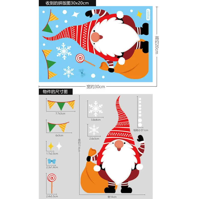 Christmas Show Window Decoration,2pcs Double-Sided Static Sticker Snowflake Elk Stickers
