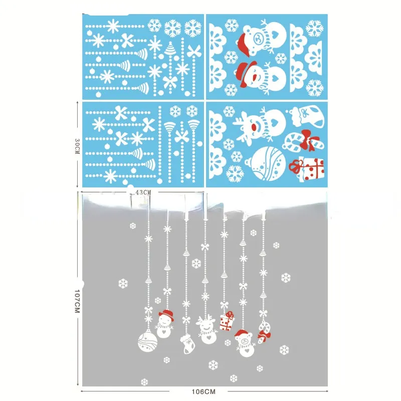 Christmas Show Window Decoration,2pcs Double-Sided Static Sticker Snowflake Elk Stickers