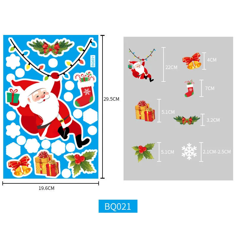 Christmas Show Window Decoration,2pcs Double-Sided Static Sticker Snowflake Elk Stickers