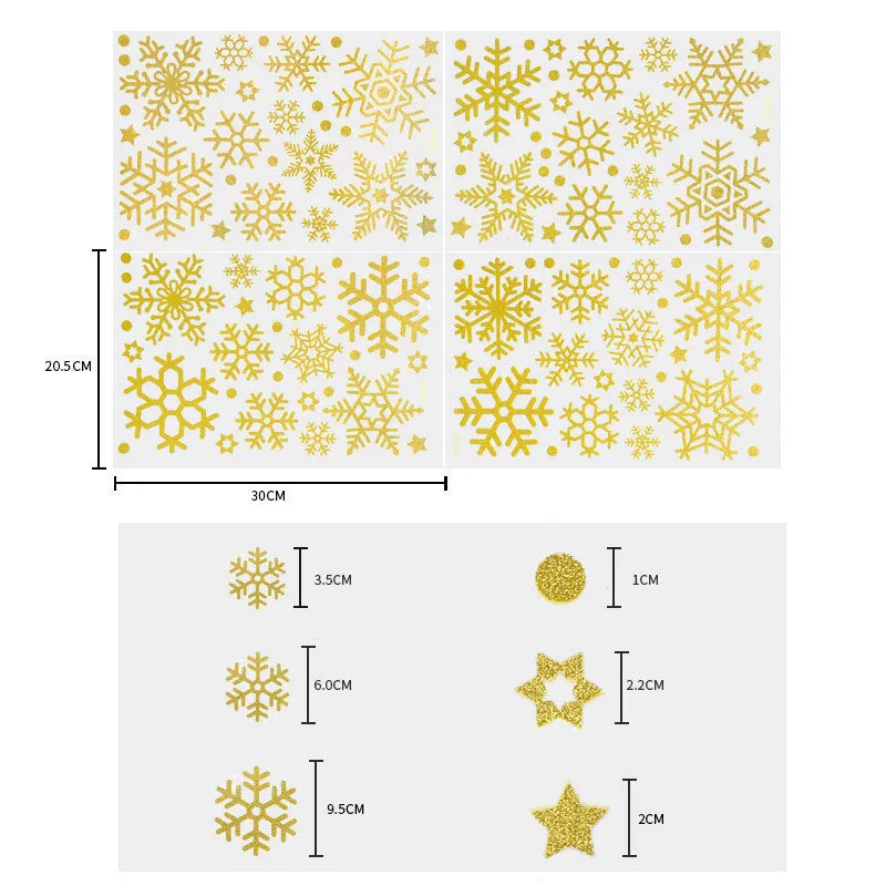 Christmas Show Window Decoration,2pcs Double-Sided Static Sticker Snowflake Elk Stickers
