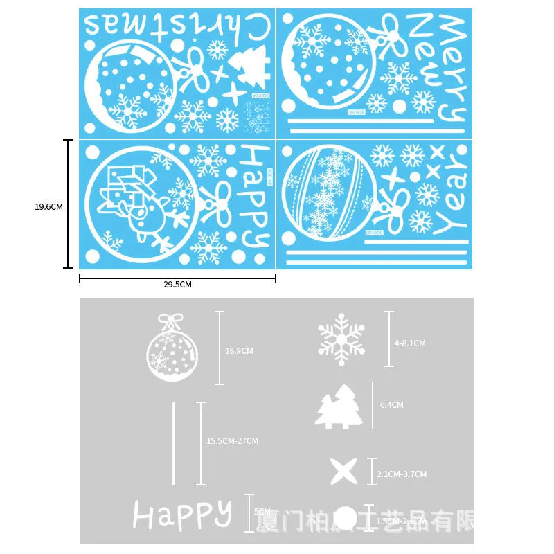 Christmas Show Window Decoration,2pcs Double-Sided Static Sticker Snowflake Elk Stickers