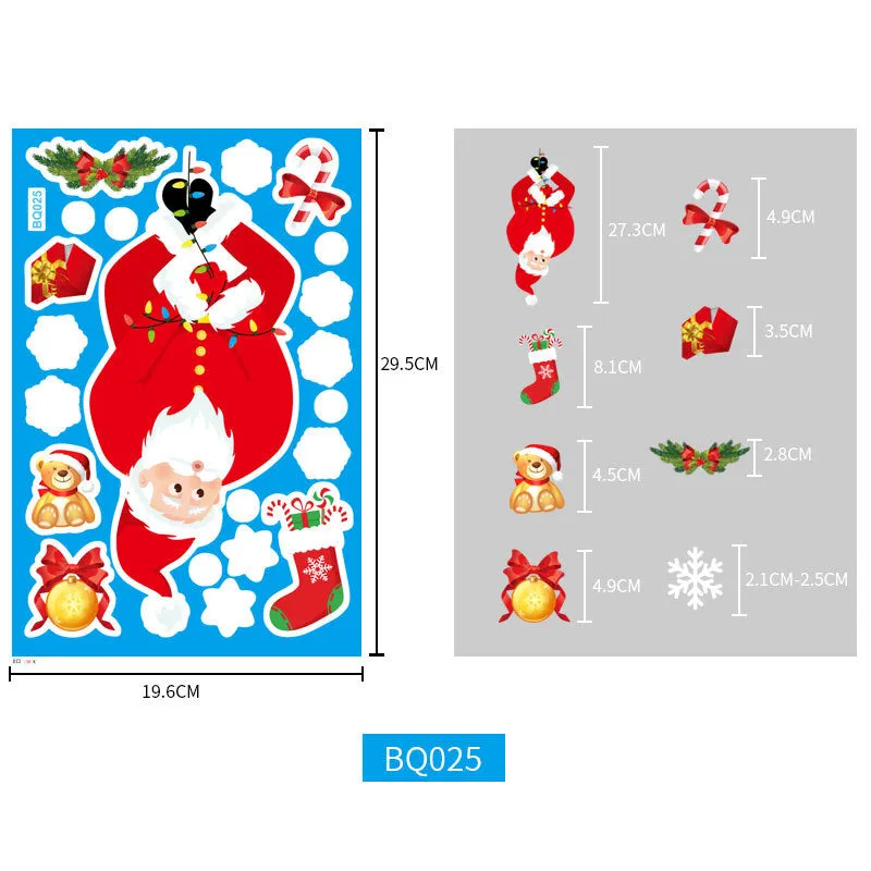 Christmas Show Window Decoration,2pcs Double-Sided Static Sticker Snowflake Elk Stickers