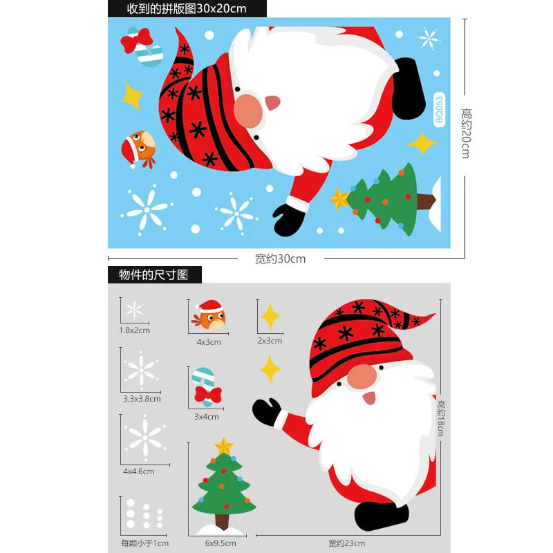 Christmas Show Window Decoration,2pcs Double-Sided Static Sticker Snowflake Elk Stickers