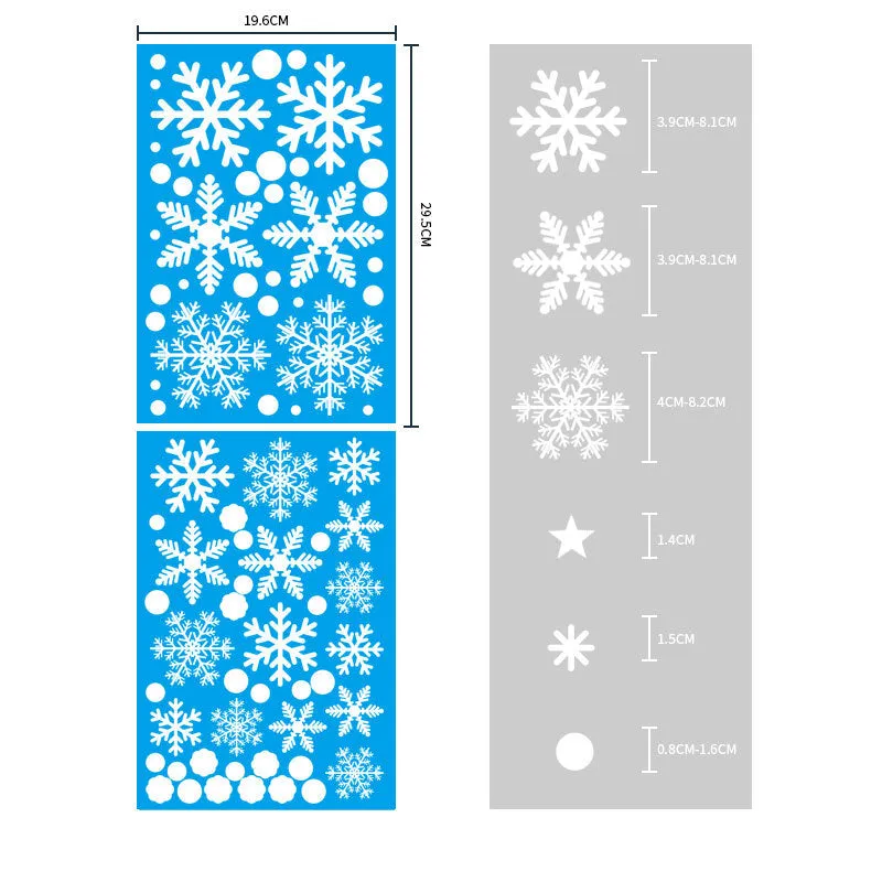 Christmas Show Window Decoration,2pcs Double-Sided Static Sticker Snowflake Elk Stickers
