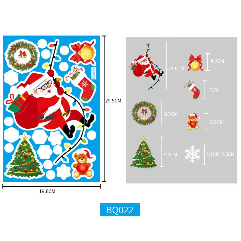 Christmas Show Window Decoration,2pcs Double-Sided Static Sticker Snowflake Elk Stickers