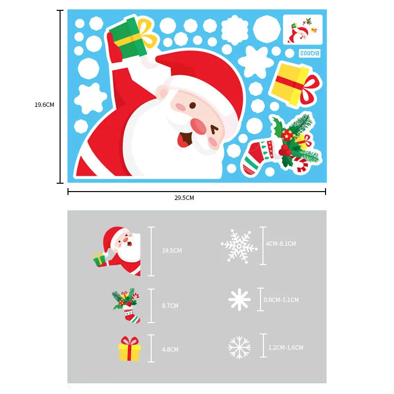 Christmas Show Window Decoration,2pcs Double-Sided Static Sticker Snowflake Elk Stickers