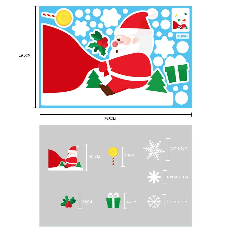 Christmas Show Window Decoration,2pcs Double-Sided Static Sticker Snowflake Elk Stickers