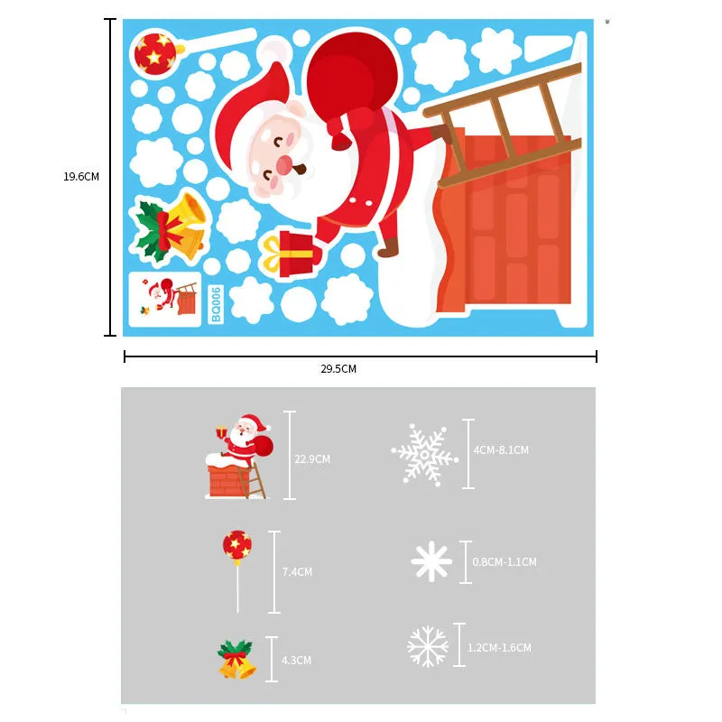 Christmas Show Window Decoration,2pcs Double-Sided Static Sticker Snowflake Elk Stickers
