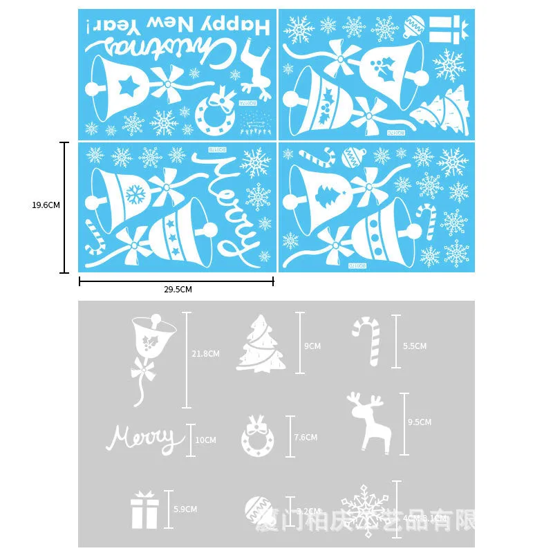 Christmas Show Window Decoration,2pcs Double-Sided Static Sticker Snowflake Elk Stickers