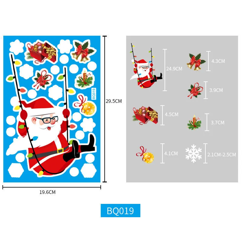 Christmas Show Window Decoration,2pcs Double-Sided Static Sticker Snowflake Elk Stickers