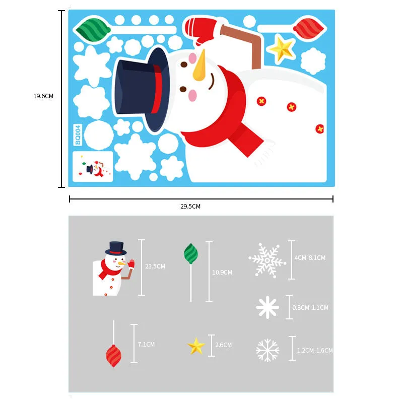 Christmas Show Window Decoration,2pcs Double-Sided Static Sticker Snowflake Elk Stickers