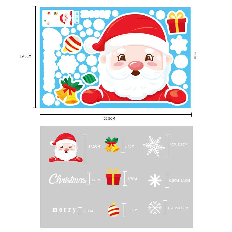 Christmas Show Window Decoration,2pcs Double-Sided Static Sticker Snowflake Elk Stickers